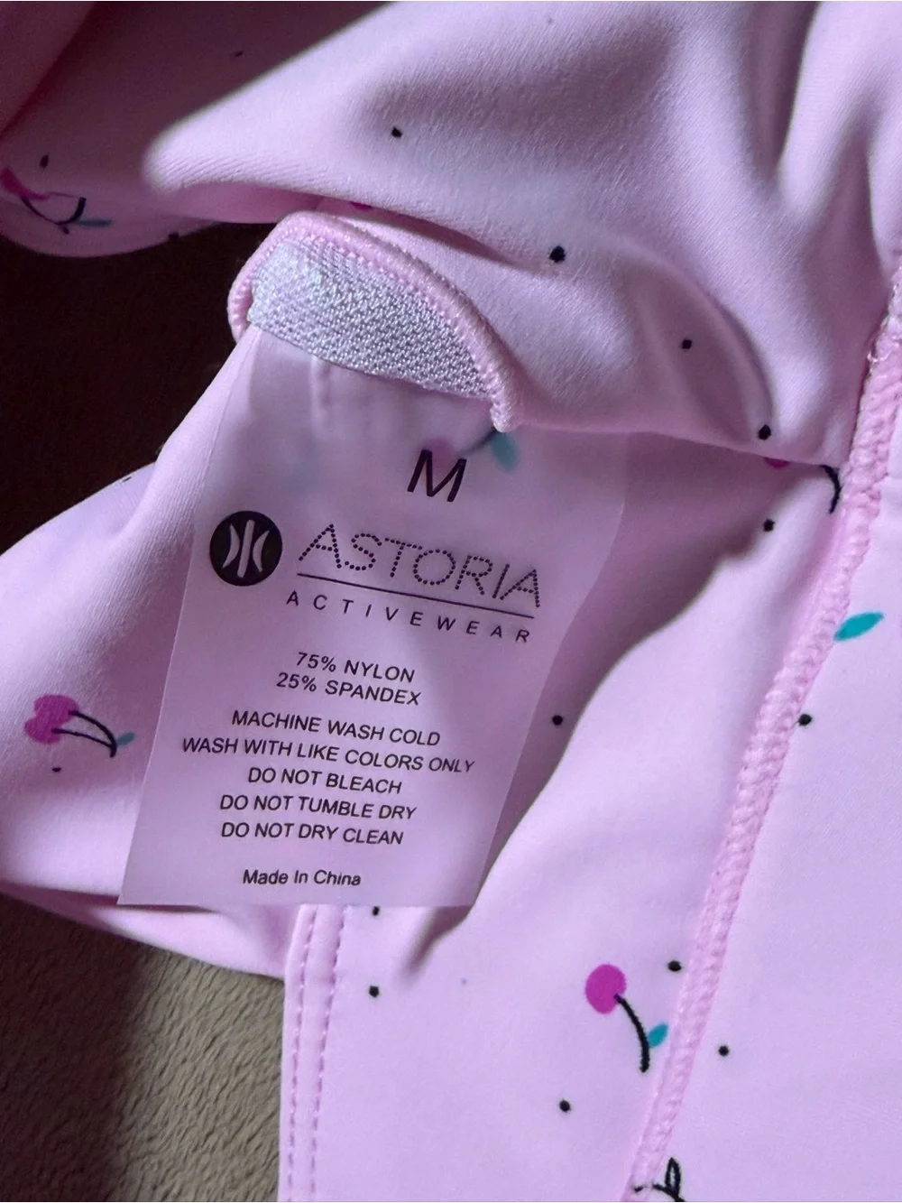 Astoria Light Pink w/ cherries matching Sports Bra & Shorts Activewear Set